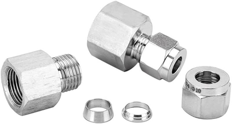 Pysrych Stainless Steel 304 Compression Tube Fitting, Straight Adapter, 1/2" Tube OD x 3/8" NPT Female Coupler, Pack of 2 - Image 5